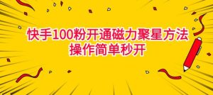 外面最新100粉开通快手磁力聚星方法,操作简单!-趣丸网